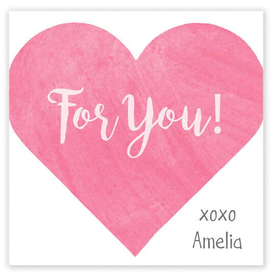Watercolor Heart Square Gift Stickers